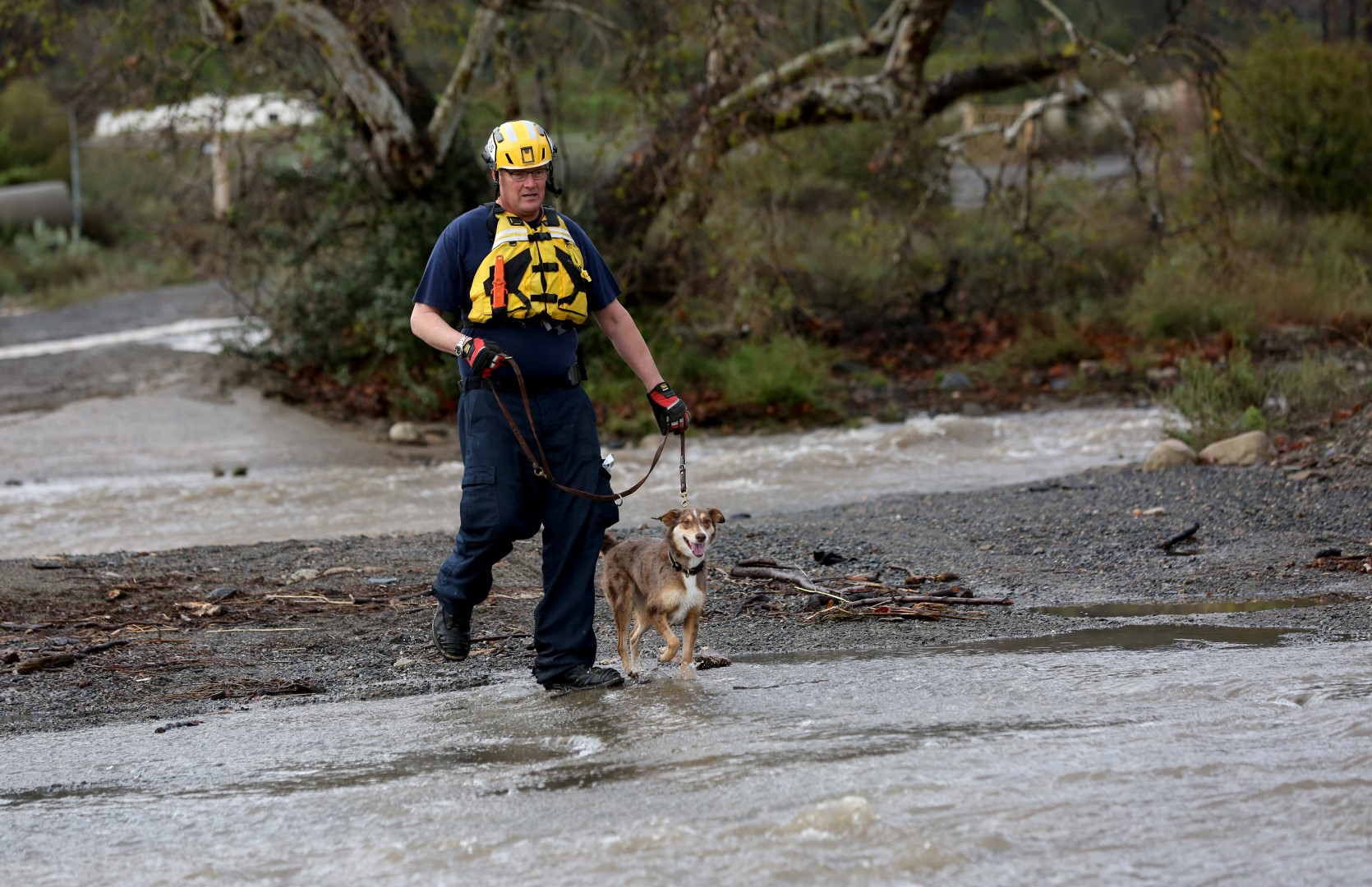 SDF Team searches river bed after vehicle washes up in Orange County, CA